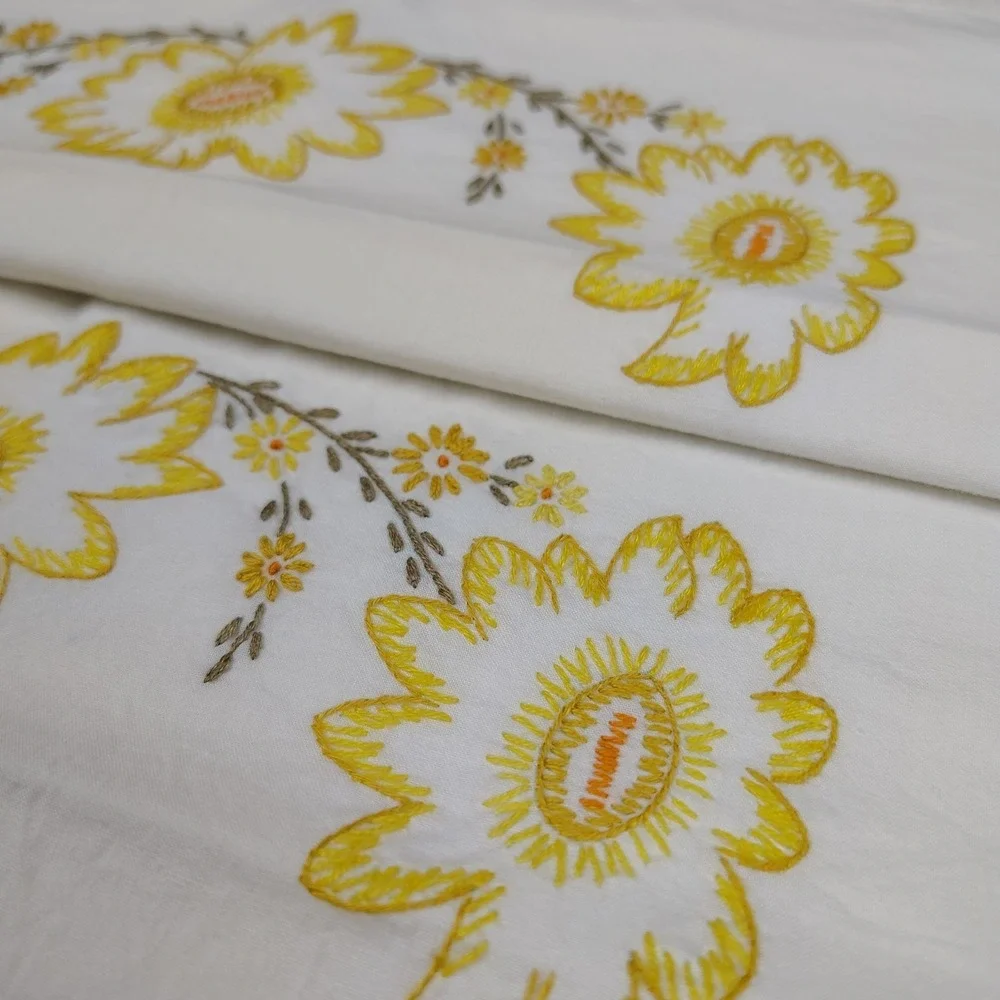 VINTAGE MCM Needlepoint Pillowcases Set Of 2 Standard 29x18 Floral Handmade NICE
